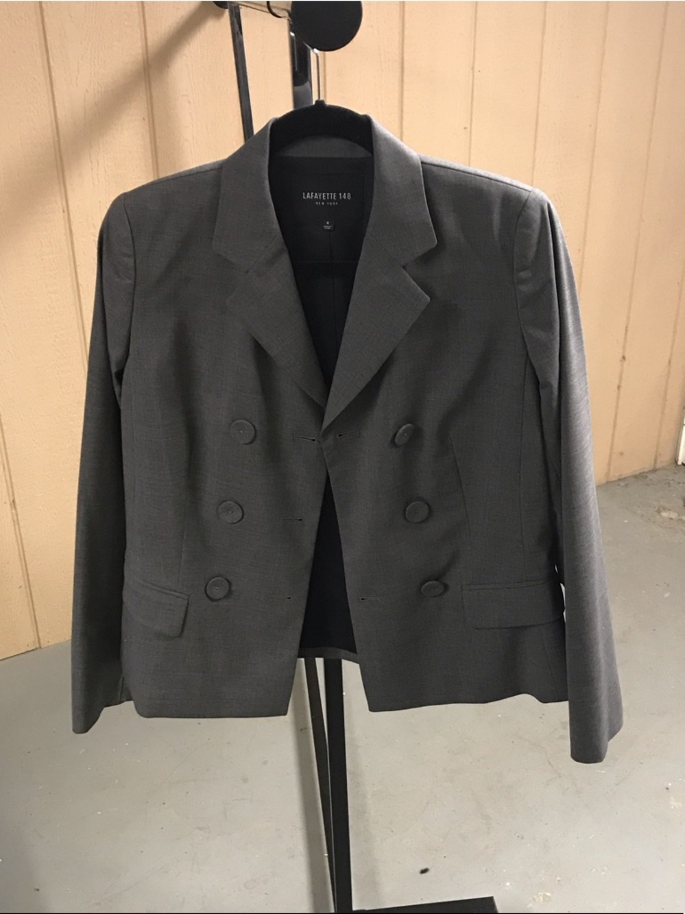 Lafayette 148 New York Charcoal Gray Double-Breasted Women's Blazer